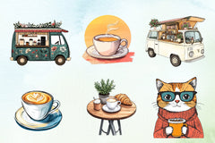 Boho Cafe Coffee Clipart Bundle - CraftNest - Digital Crafting and Art