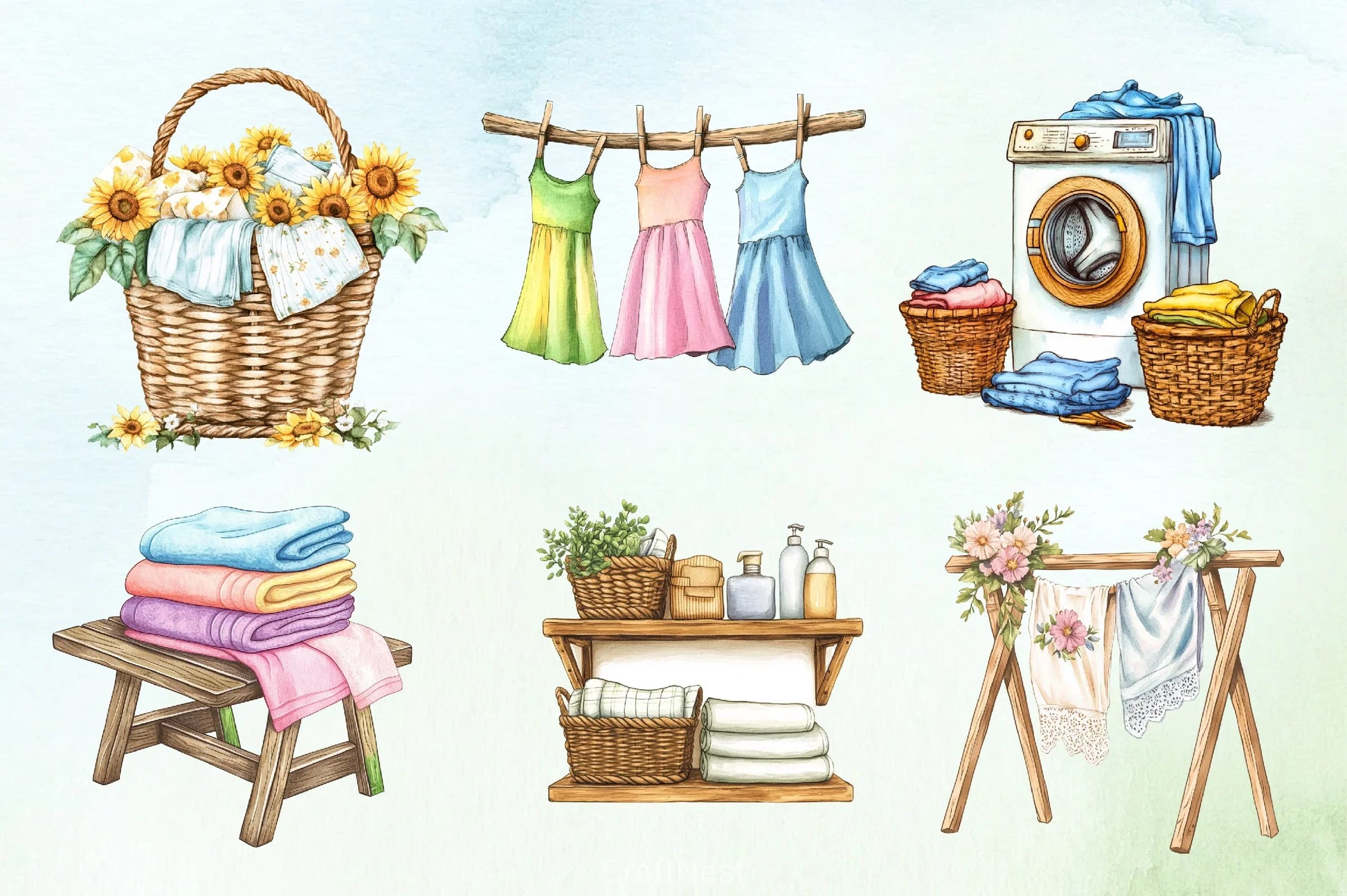 Summer Laundry Clipart Bundle - CraftNest - Digital Crafting and Art