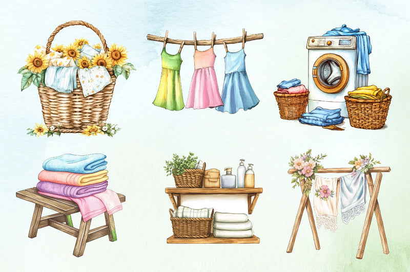 Summer Laundry Clipart Bundle - CraftNest - Digital Crafting and Art
