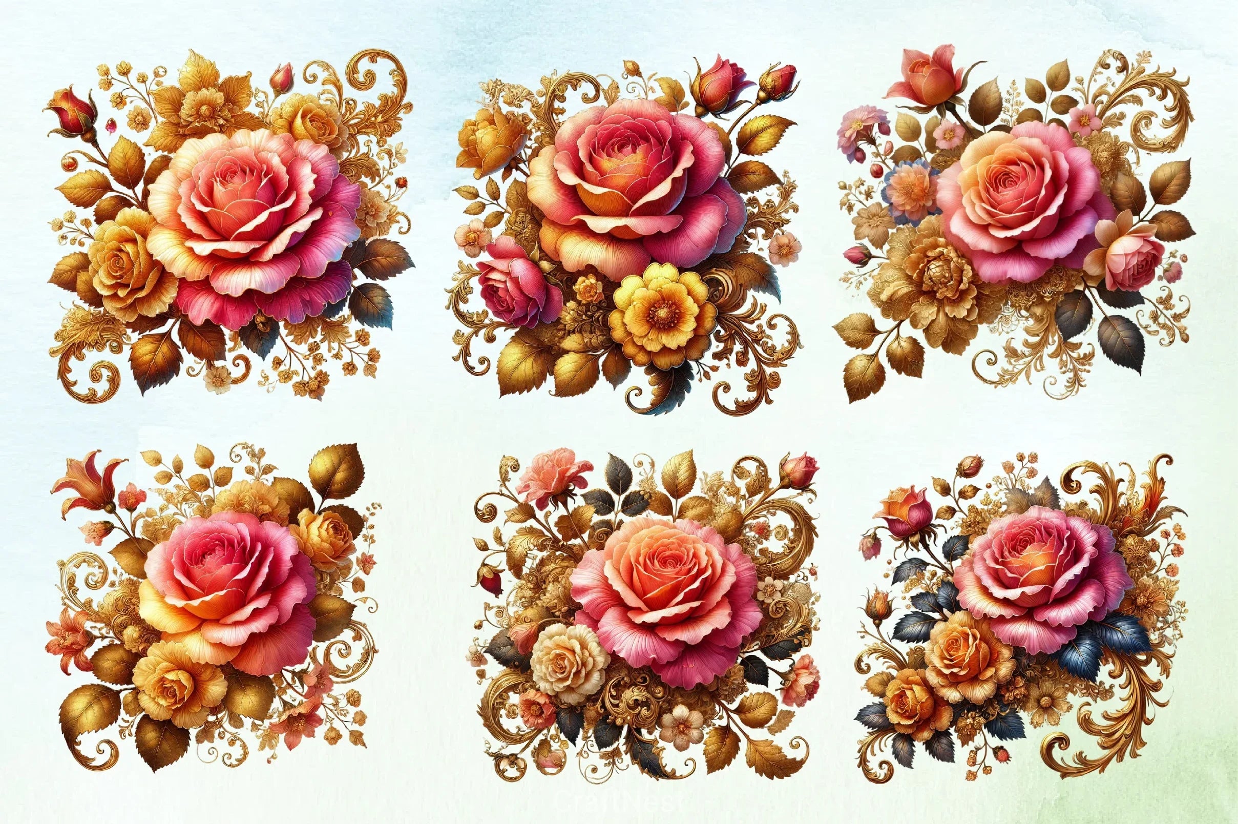 Spring Rose Flower Clipart Bundle 1 - CraftNest - Digital Crafting and Art