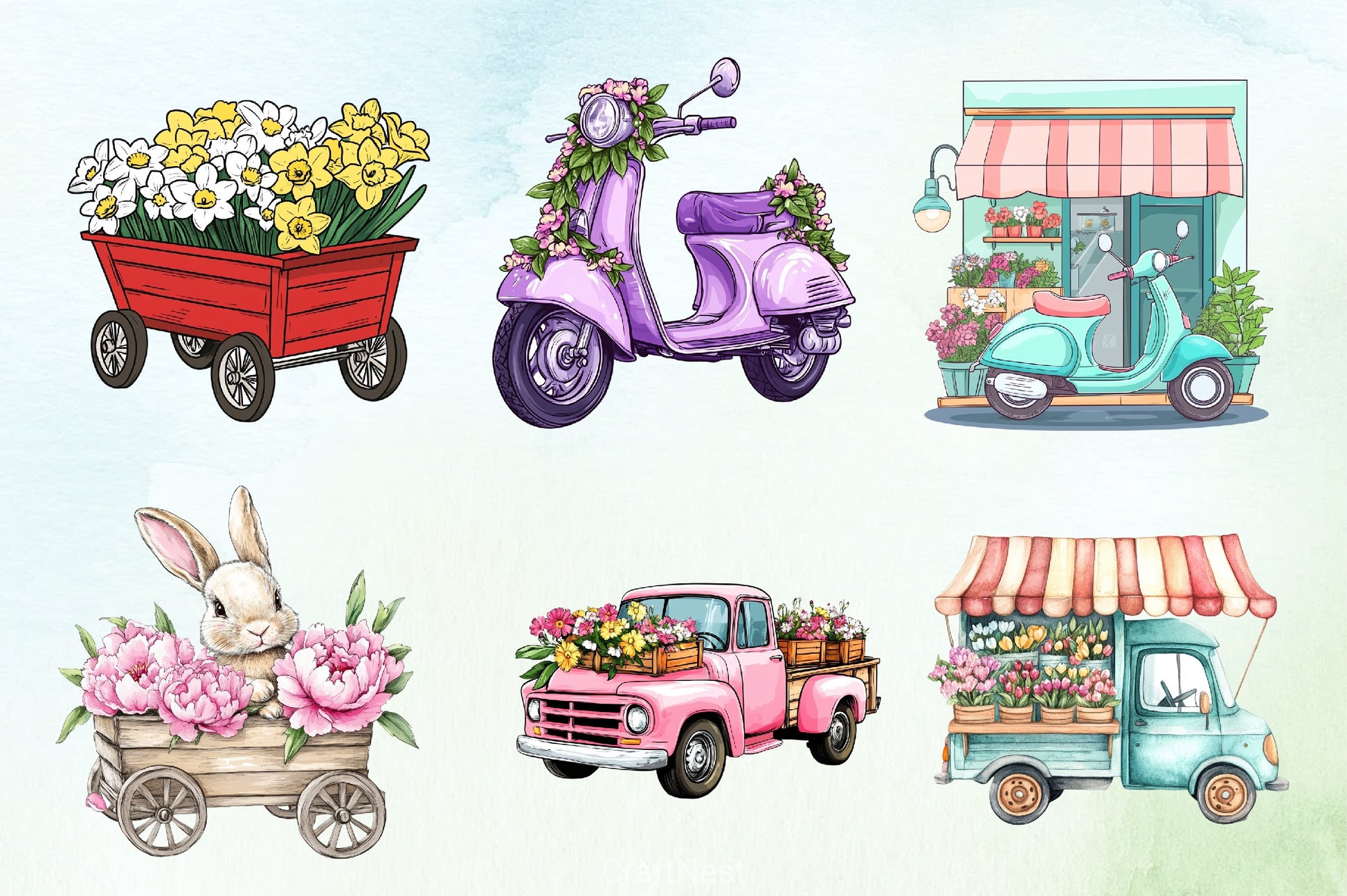 Transportation Spring Clipart Bundle - CraftNest - Digital Crafting and Art