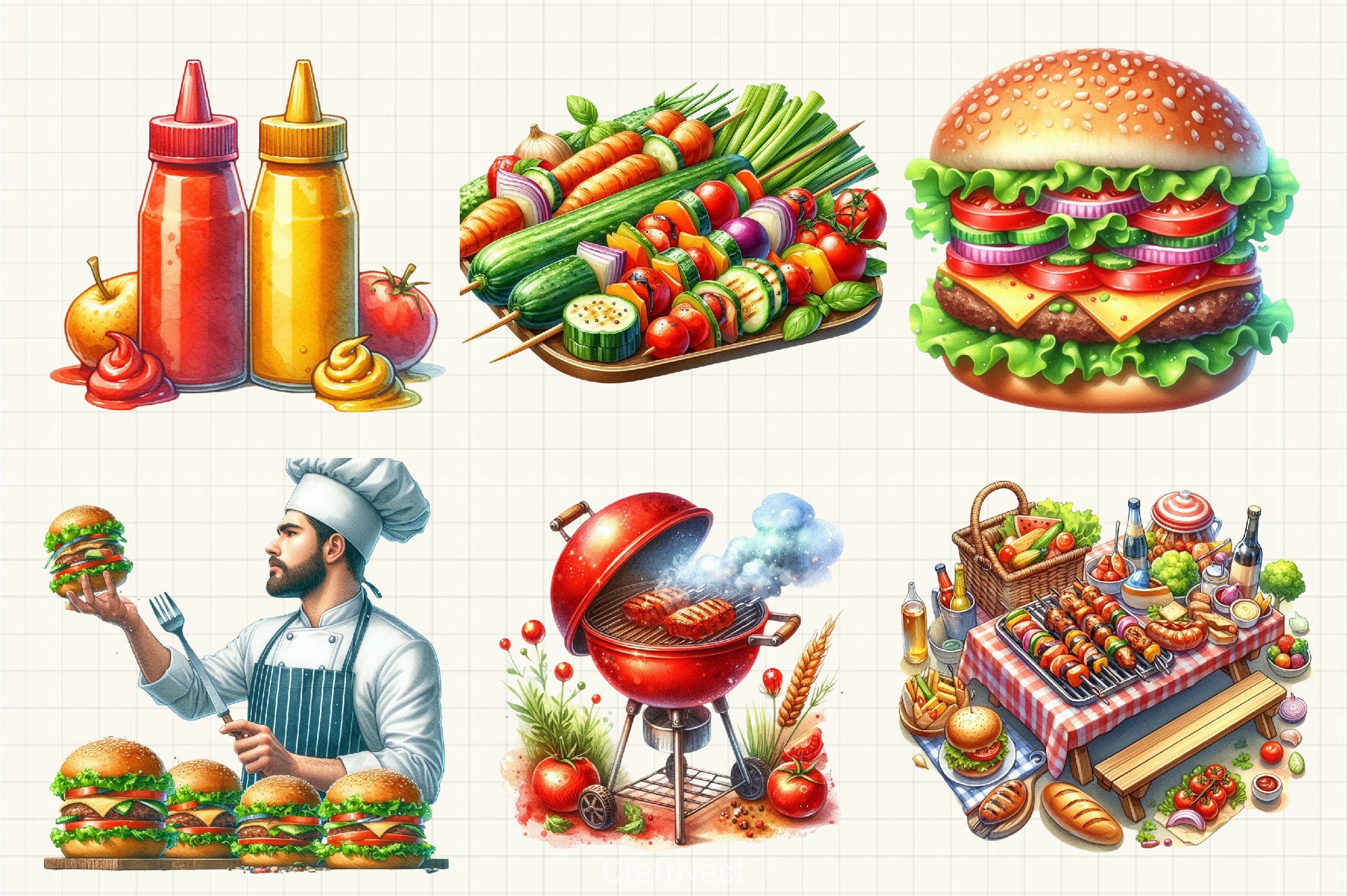 Summer BBQ Day Clipart Bundle - CraftNest - Digital Crafting and Art