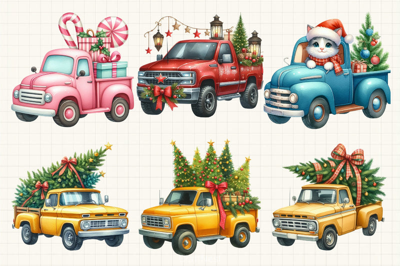 Christmas Pickup Truck Clipart Bundle - CraftNest - Digital Crafting and Art