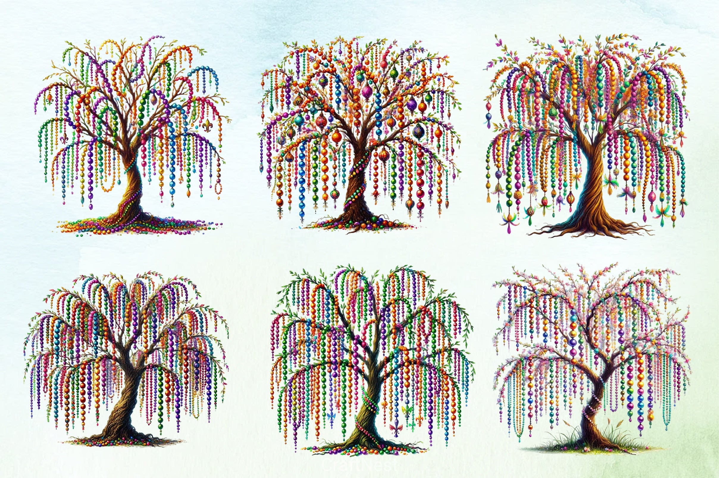 Mardi Gras Tree Clipart Bundle 4 - CraftNest - Digital Crafting and Art
