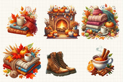 Cozy Autumn Vibes Clipart Bundle - CraftNest - Digital Crafting and Art