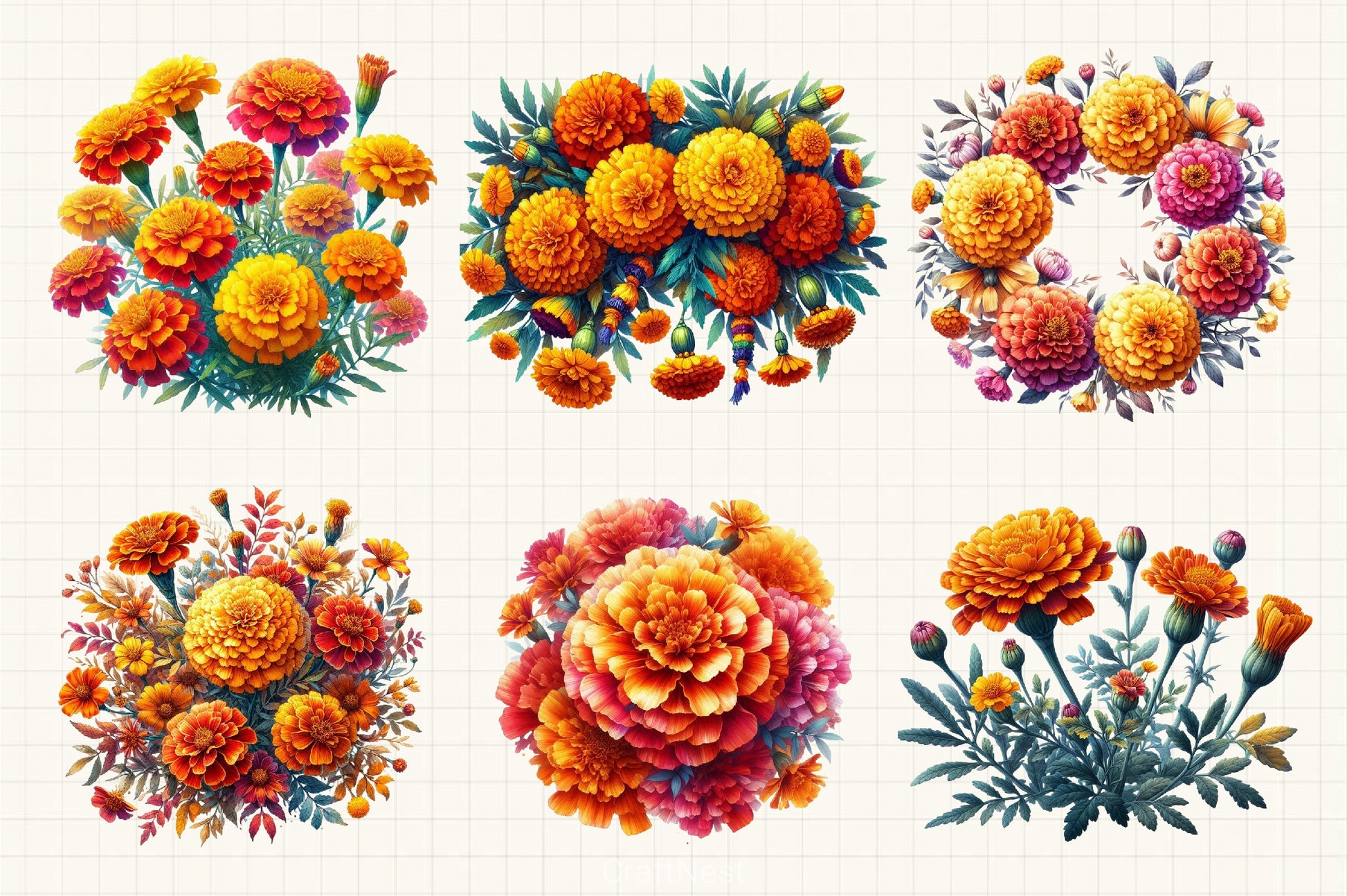 Marigold Clipart Bundle - CraftNest - Digital Crafting and Art