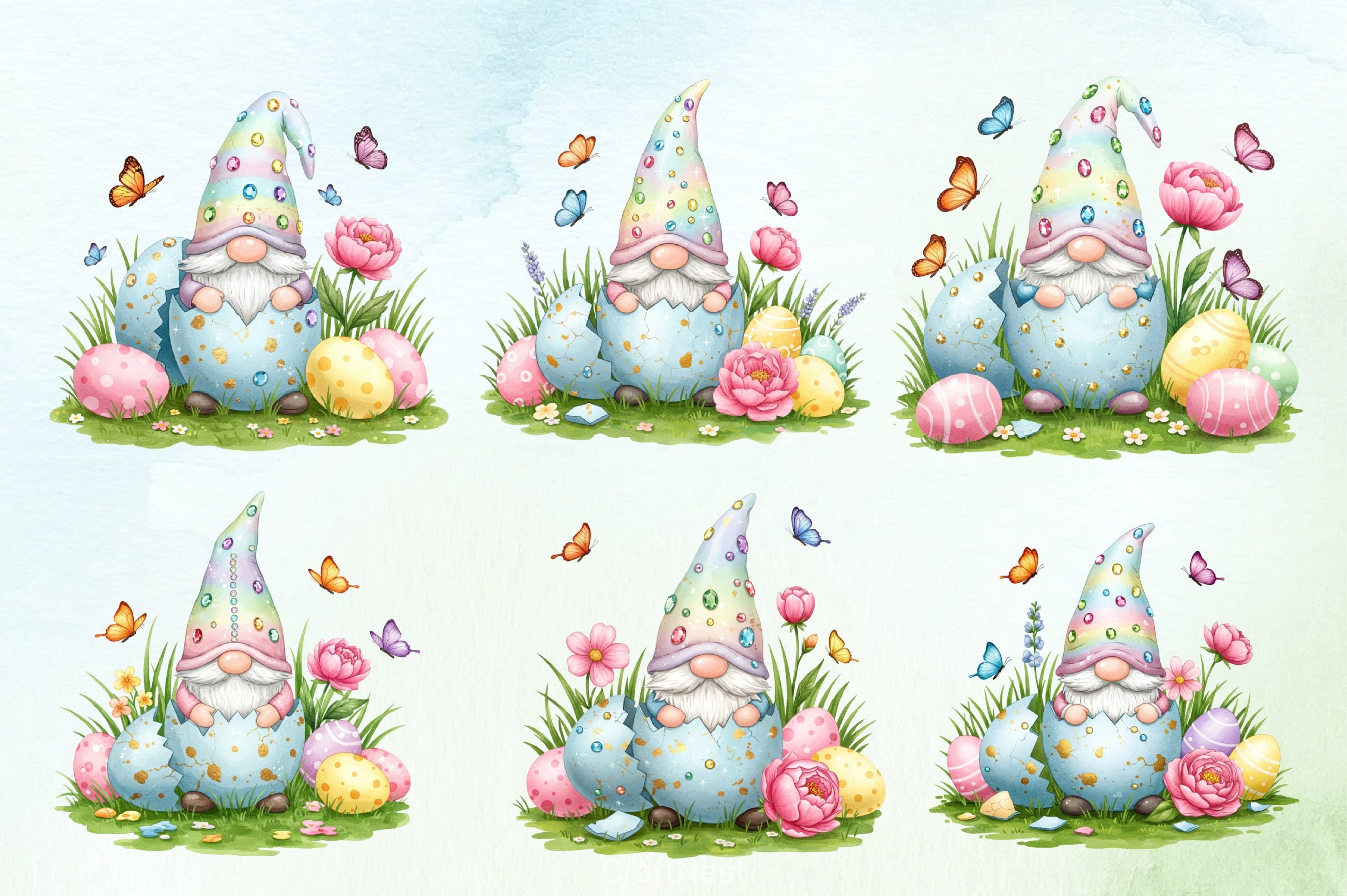 Easter Egg Gnome Clipart Bundle 2 - CraftNest - Digital Crafting and Art