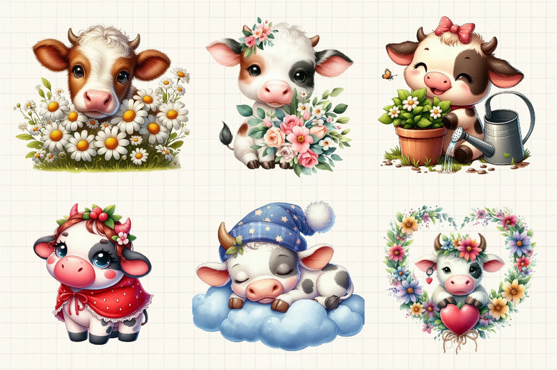 Cute Cow Clipart Bundle - CraftNest - Digital Crafting and Art