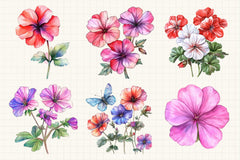 Geranium Flower Clipart Bundle - CraftNest - Digital Crafting and Art