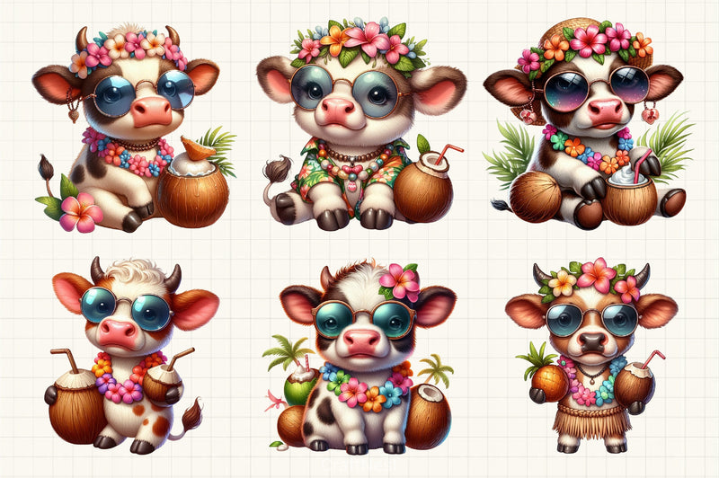 Hawaii Funny Cows Clipart Bundle - CraftNest - Digital Crafting and Art