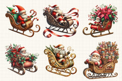 Christmas Santa Sleigh Clipart Bundle - CraftNest - Digital Crafting and Art