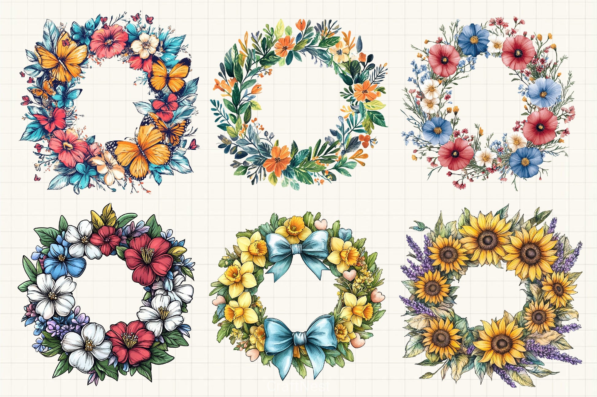 Mother's Day Wreath Clipart Bundle - CraftNest - Digital Crafting and Art