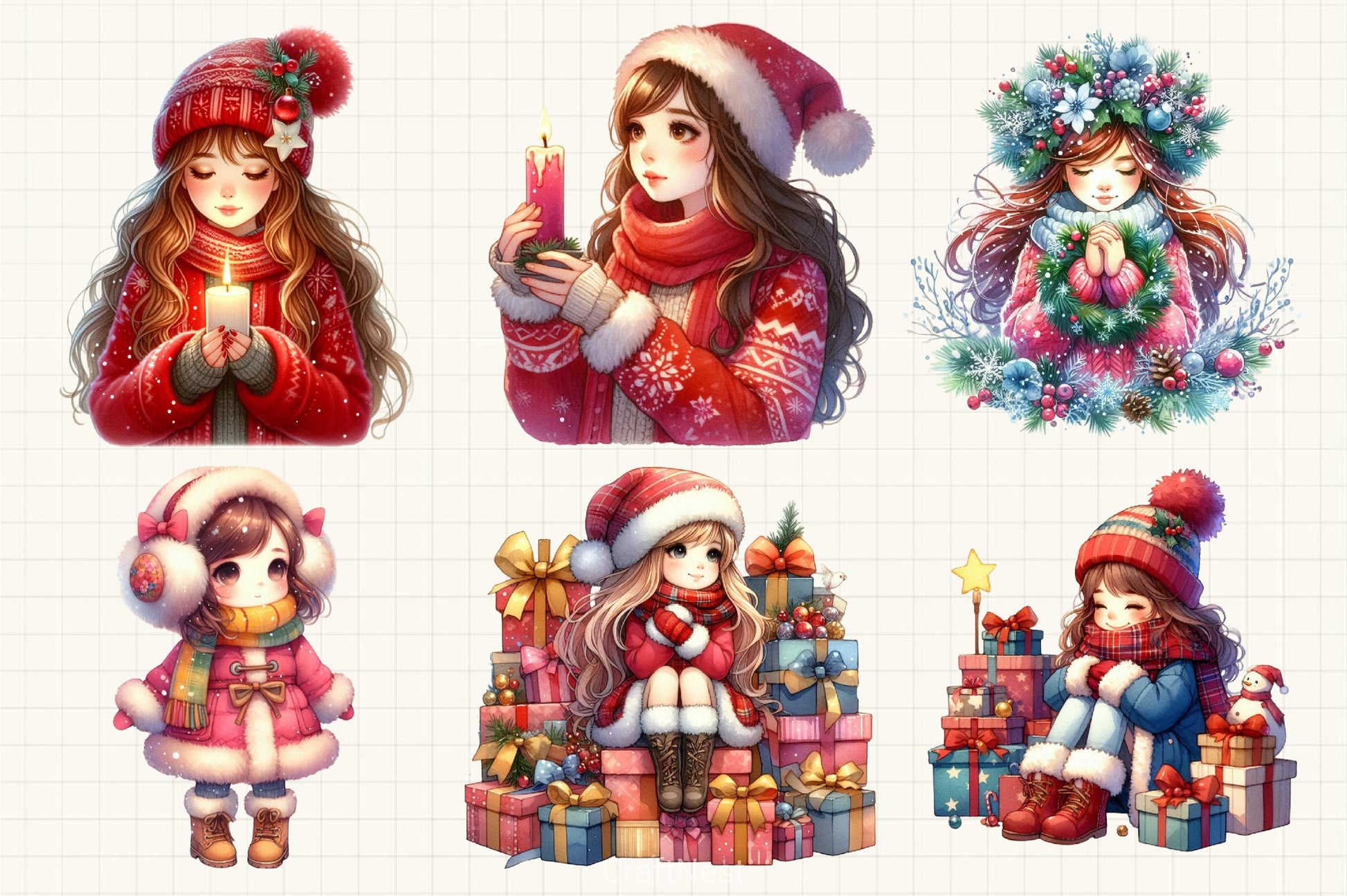 Christmas Winter Girl Clipart Bundle 2 - CraftNest - Digital Crafting and Art