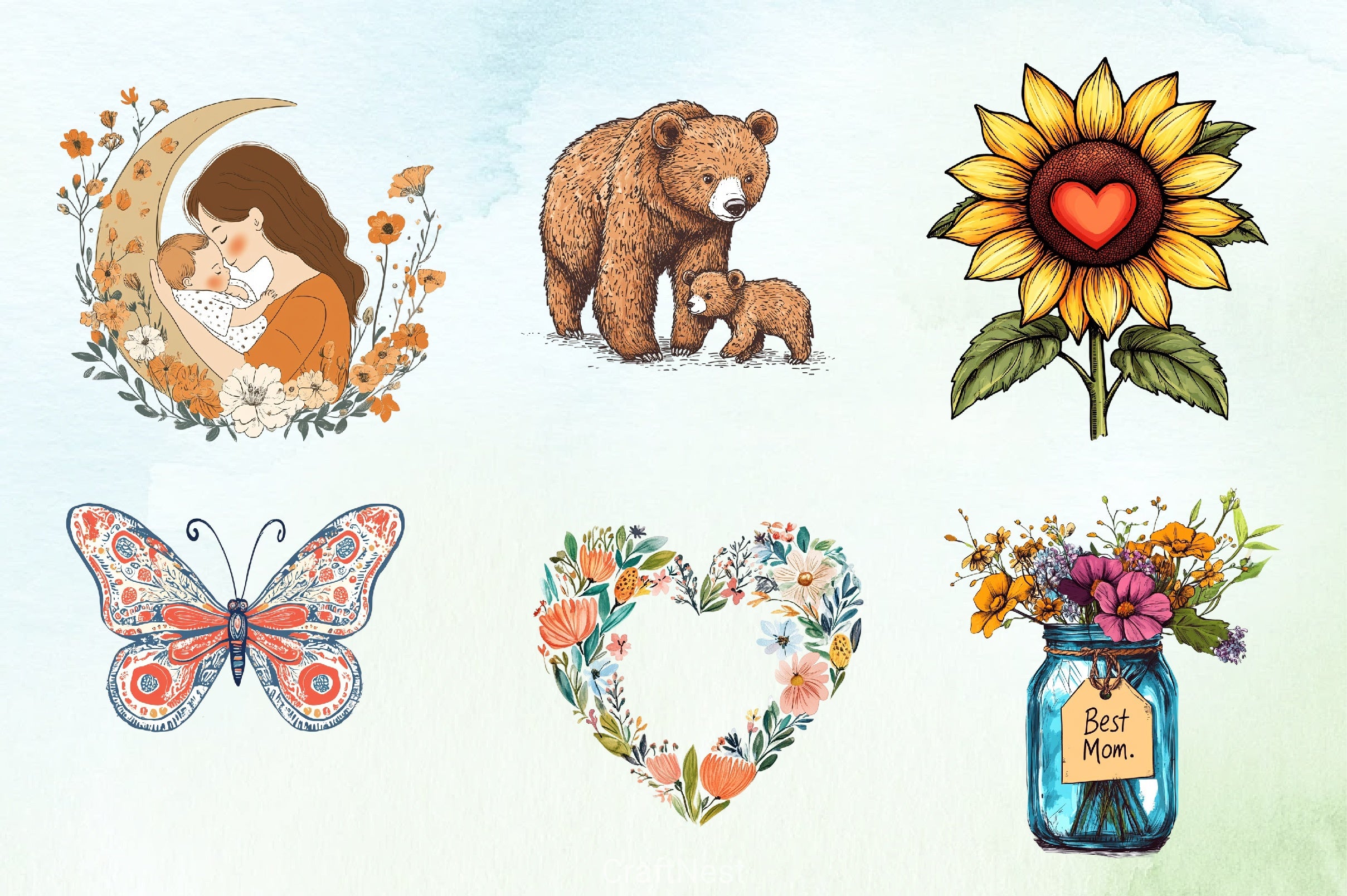 Boho Mother's Day Clipart Bundle - CraftNest - Digital Crafting and Art