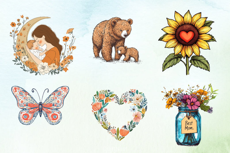Boho Mother's Day Clipart Bundle - CraftNest - Digital Crafting and Art