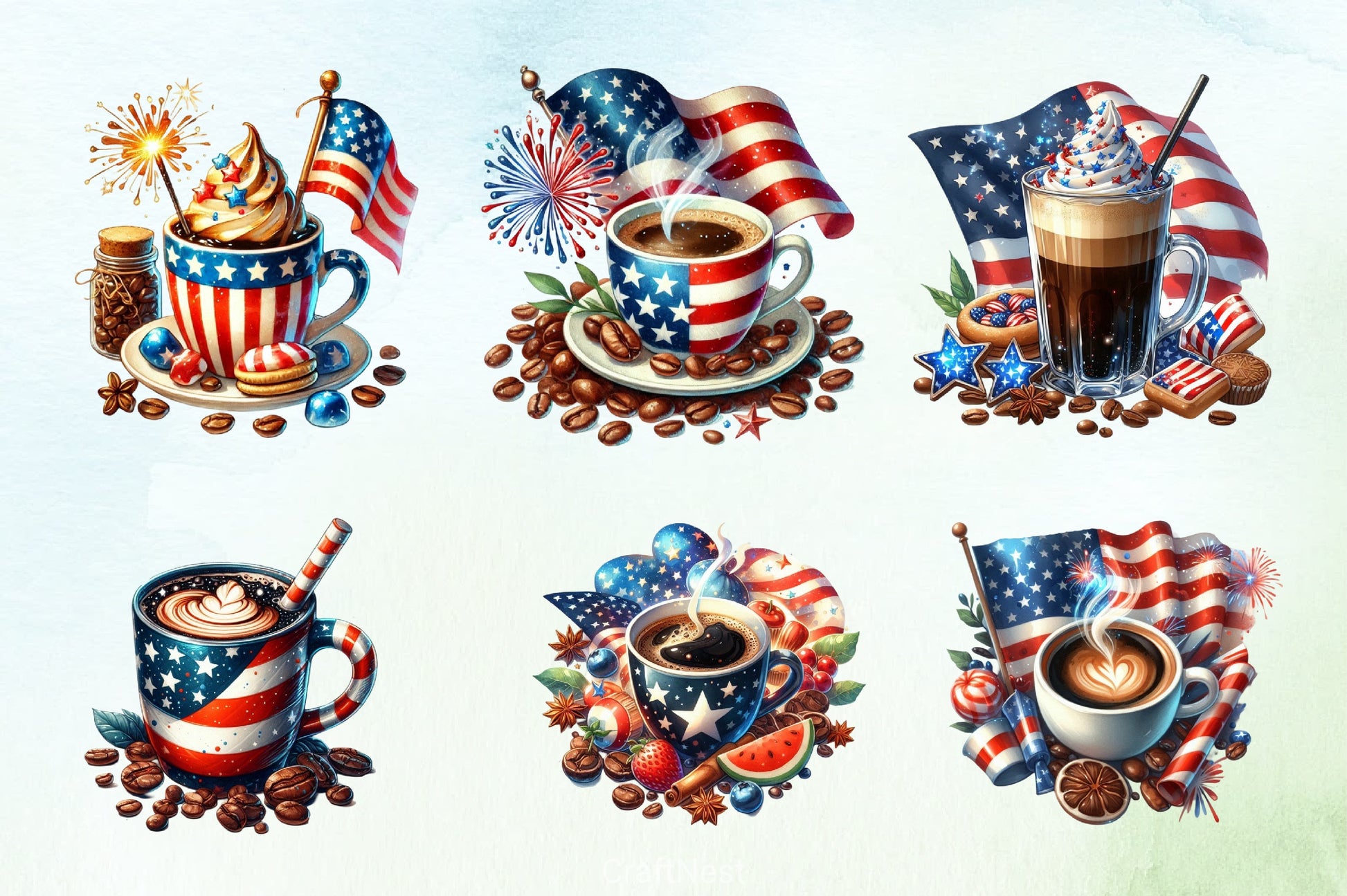4th of July Coffee Clipart Bundle - CraftNest - Digital Crafting and Art
