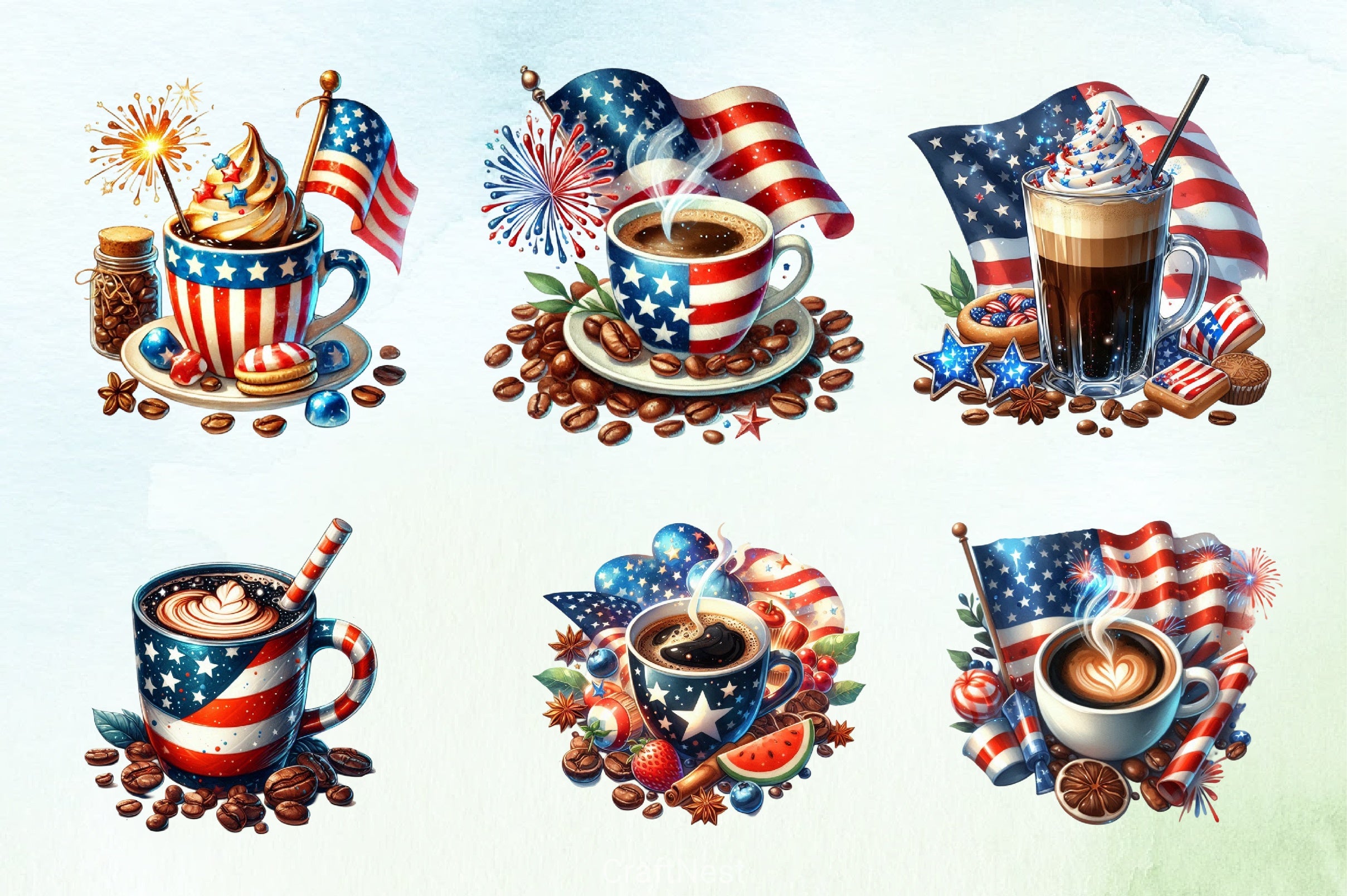 4th of July Coffee Clipart Bundle - CraftNest - Digital Crafting and Art