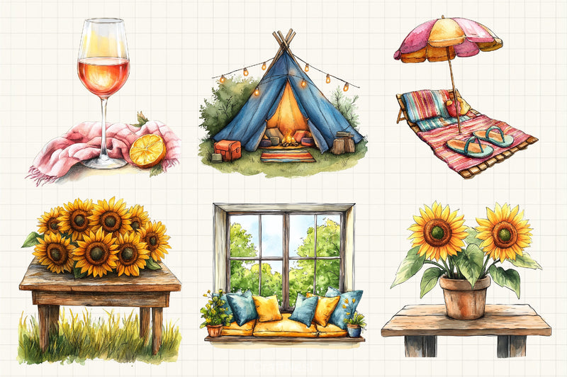 Cozy Summer Clipart Bundle 1 - CraftNest - Digital Crafting and Art
