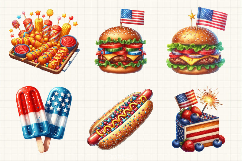 4th of July Party Foods Clipart Bundle - CraftNest - Digital Crafting and Art