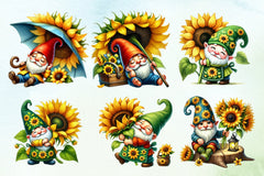 Sunflower Gnomes Clipart Bundle - CraftNest - Digital Crafting and Art