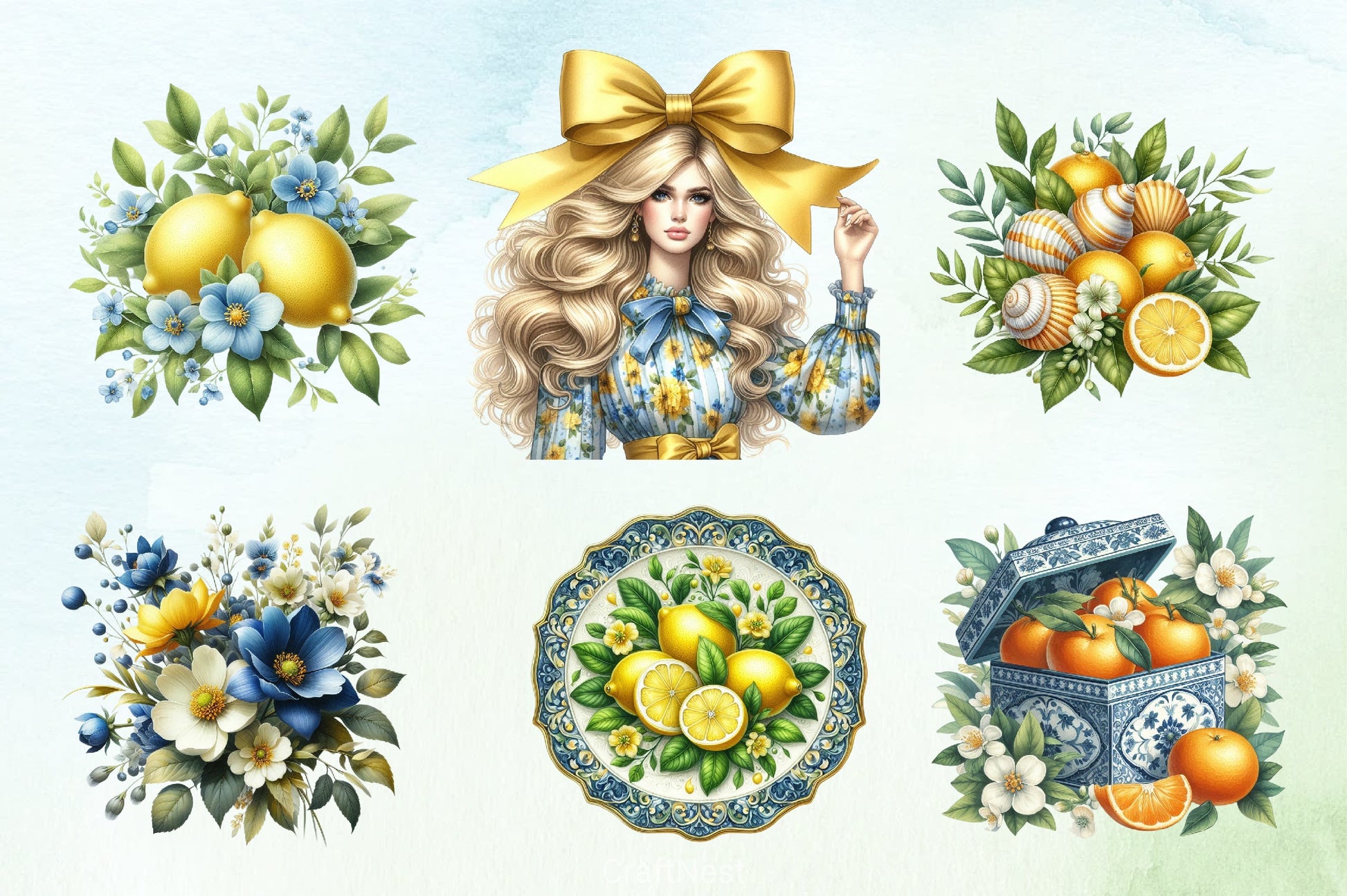 Mediterranean Beach Clipart Bundle - CraftNest - Digital Crafting and Art