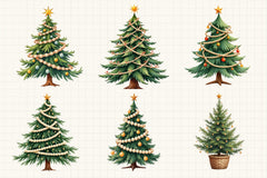 Boho Christmas Tree Clipart Bundle - CraftNest - Digital Crafting and Art