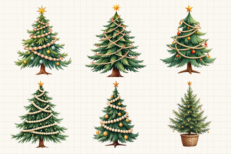 Boho Christmas Tree Clipart Bundle - CraftNest - Digital Crafting and Art