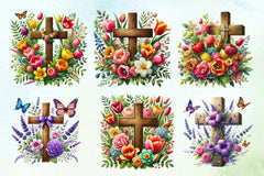 Floral Cross Clipart Bundle 1 - CraftNest - Digital Crafting and Art