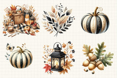 Beige & Black Autumn Clipart Bundle 2 - CraftNest - Digital Crafting and Art
