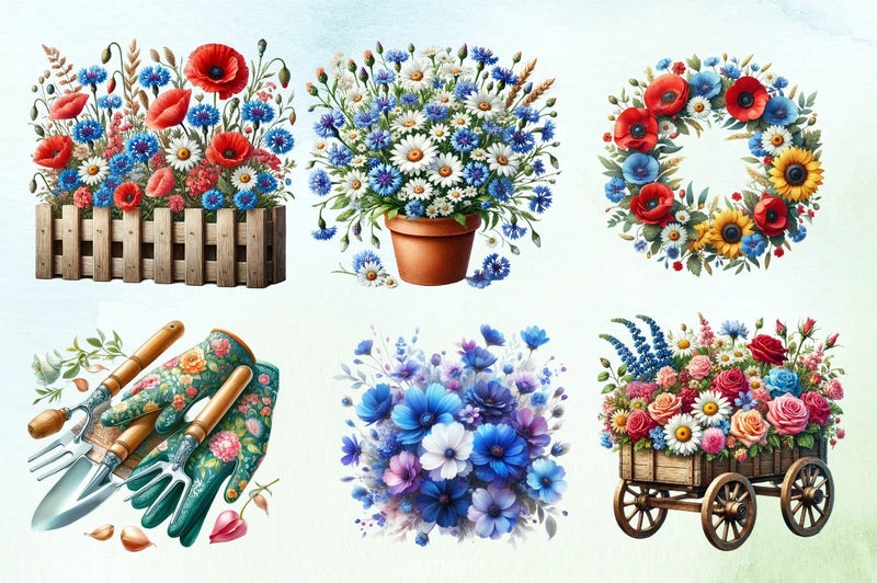 Spring Meadow Poppies Clipart Bundle - CraftNest - Digital Crafting and Art