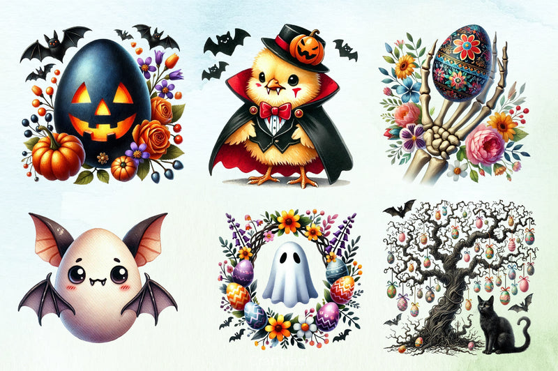 Cute Spooky Easter Clipart Bundle - CraftNest - Digital Crafting and Art
