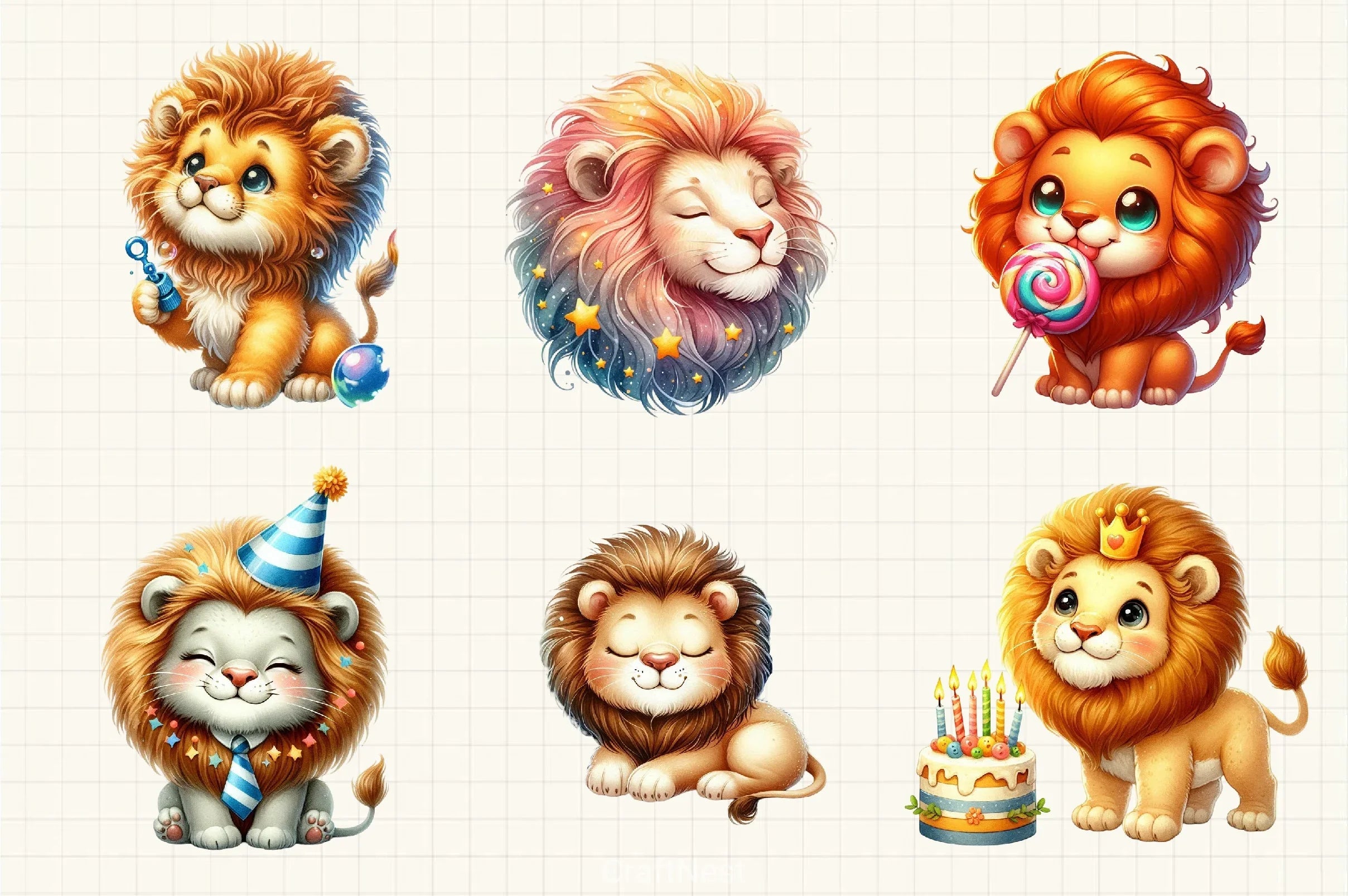 Cute Lion Clipart Bundle 2 - CraftNest - Digital Crafting and Art