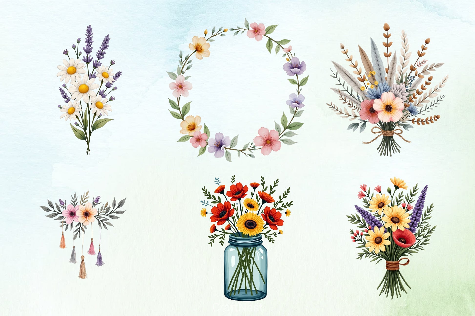 Boho Wildflower Dream Clipart Bundle - CraftNest - Digital Crafting and Art