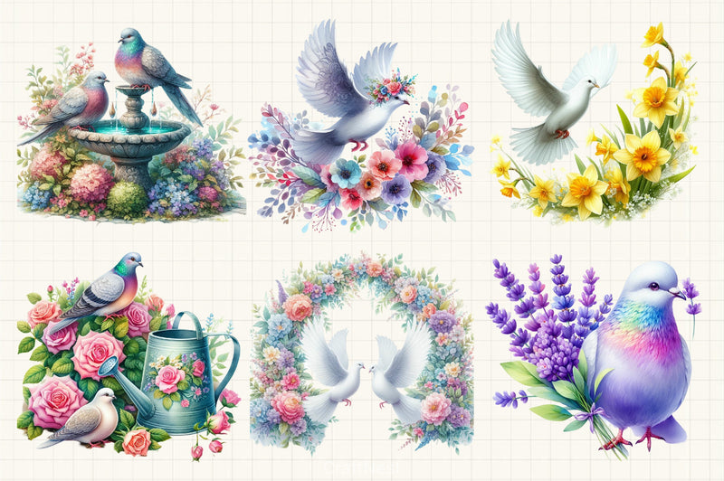 Spring Doves Clipart Bundle 7 - CraftNest - Digital Crafting and Art