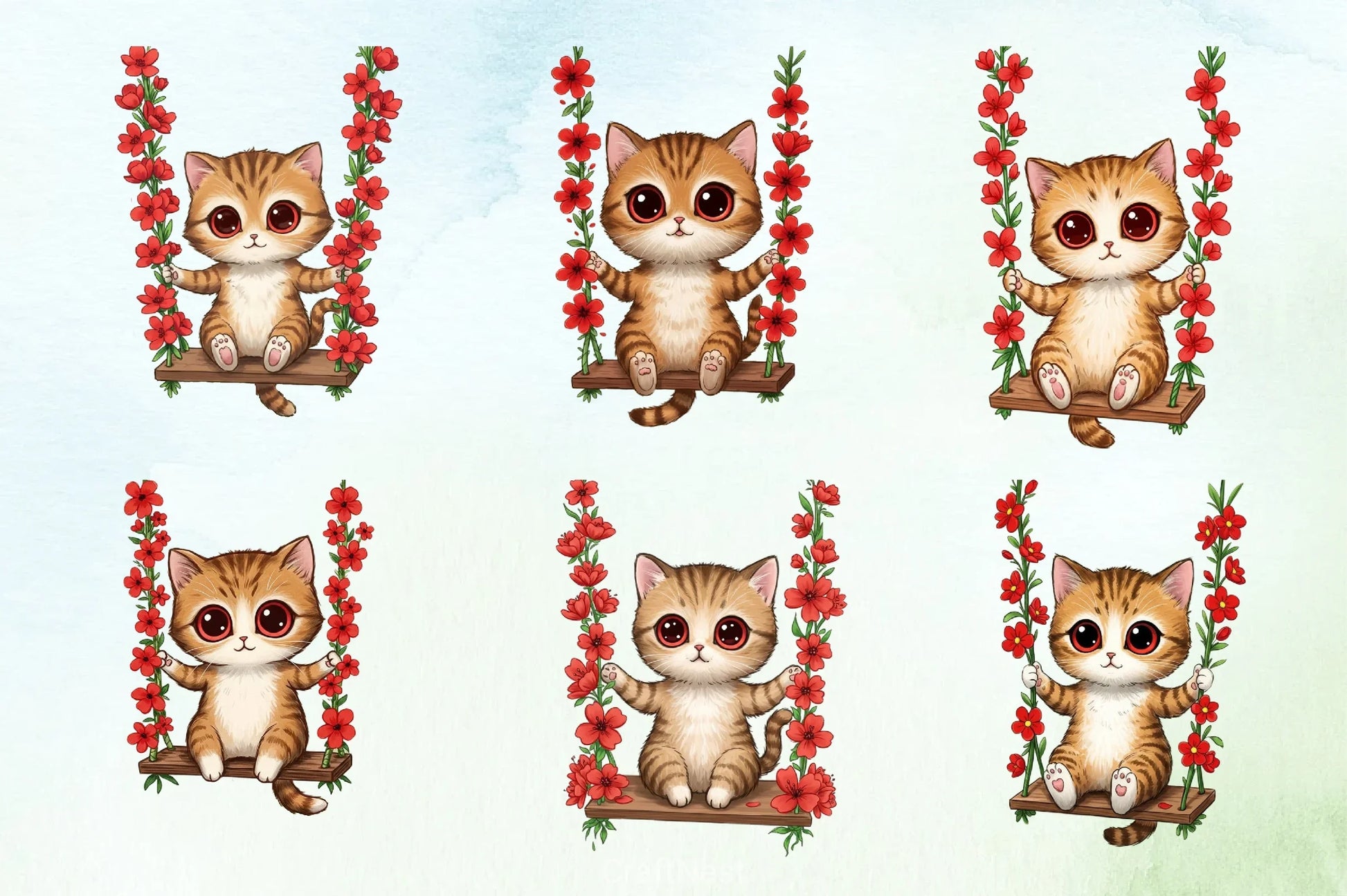 Spring Cat Clipart Bundle 3 - CraftNest - Digital Crafting and Art