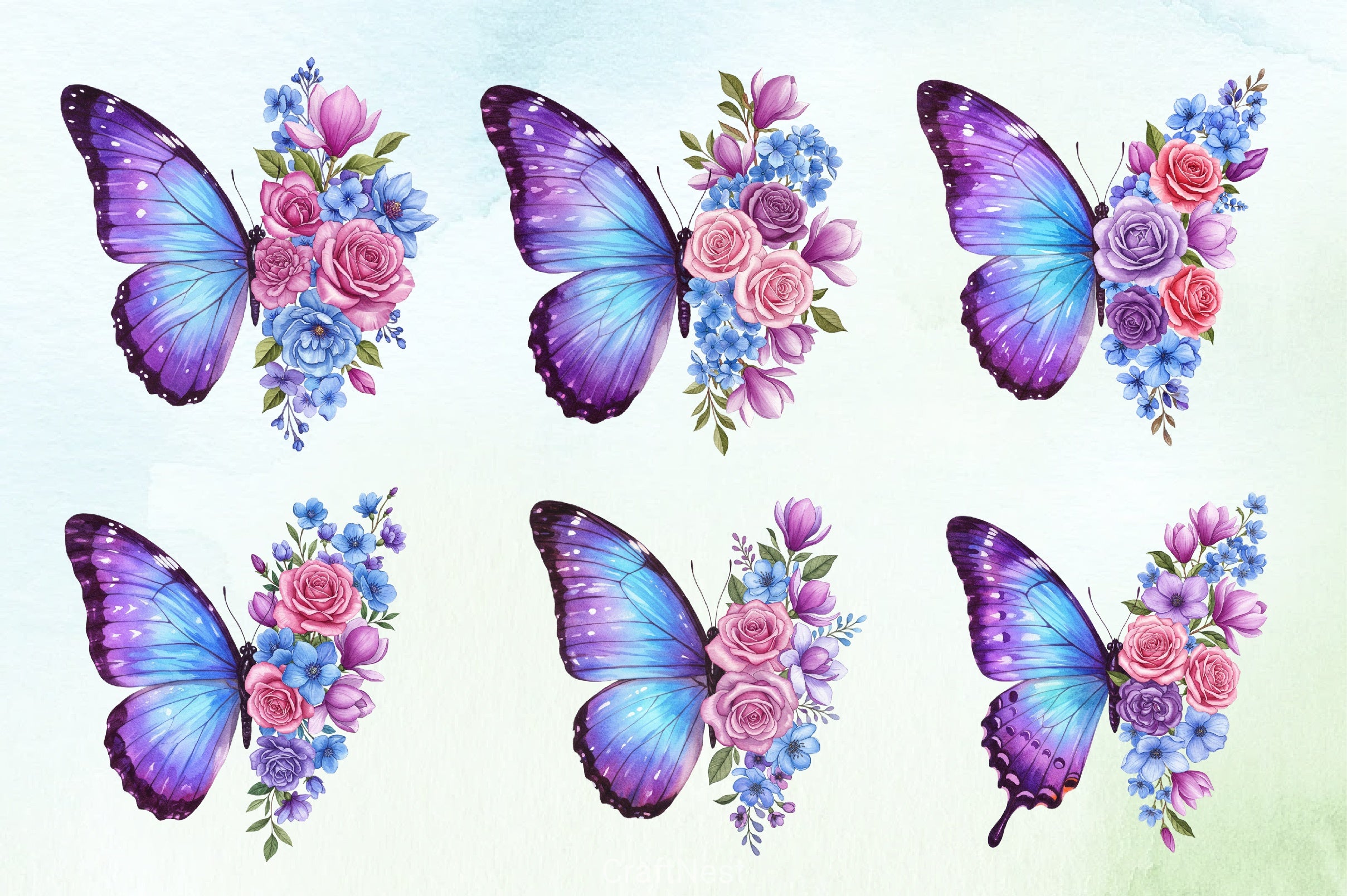 Butterfly Flowers Clipart Bundle 9 - CraftNest - Digital Crafting and Art