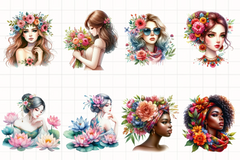 Floral Woman Clipart Bundle 1 - CraftNest - Digital Crafting and Art