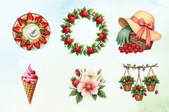 Summer Strawberries Clipart Bundle - CraftNest - Digital Crafting and Art