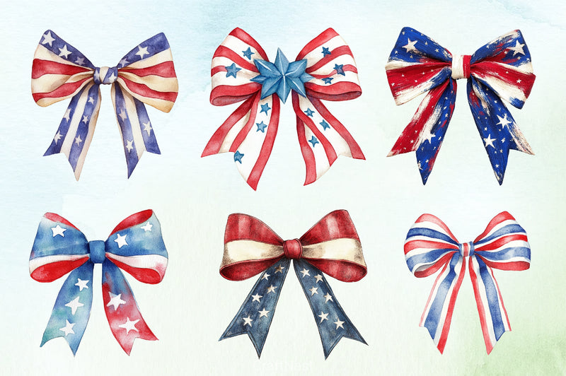 Patriotic Bows Clipart Bundle - CraftNest - Digital Crafting and Art