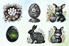 Black & White Easter Clipart Bundle - CraftNest - Digital Crafting and Art