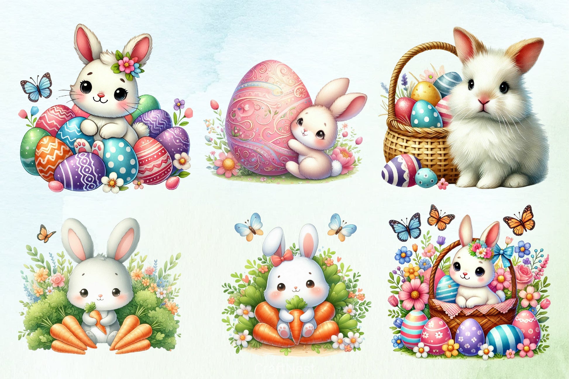 Peeking Bunny Clipart Bundle - CraftNest - Digital Crafting and Art