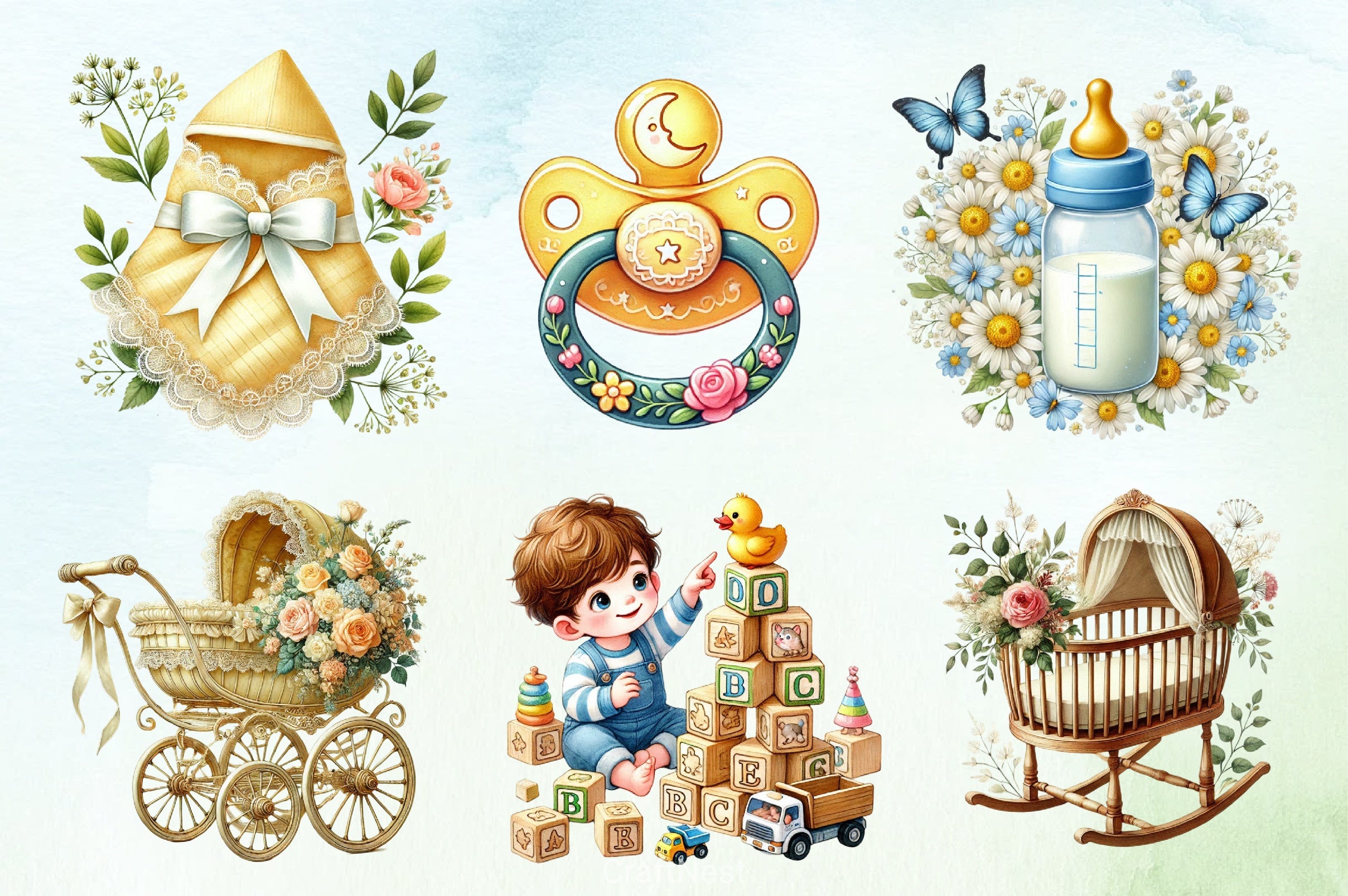 Spring Baby Clipart Bundle - CraftNest - Digital Crafting and Art