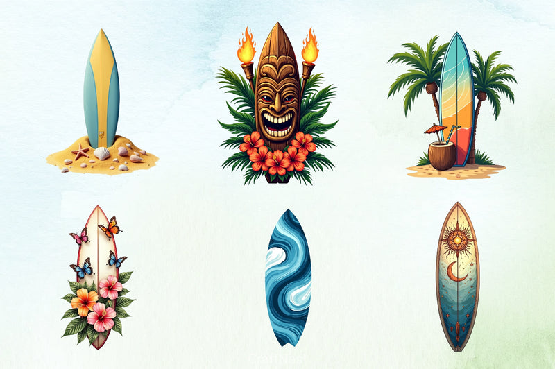 Summer Surfboard Clipart Bundle - CraftNest - Digital Crafting and Art