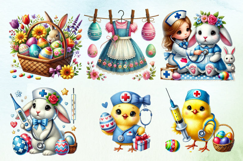 Retro Easter Clipart Bundle - CraftNest - Digital Crafting and Art