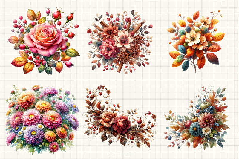 Autumn Flower Clipart Bundle 1 - CraftNest - Digital Crafting and Art