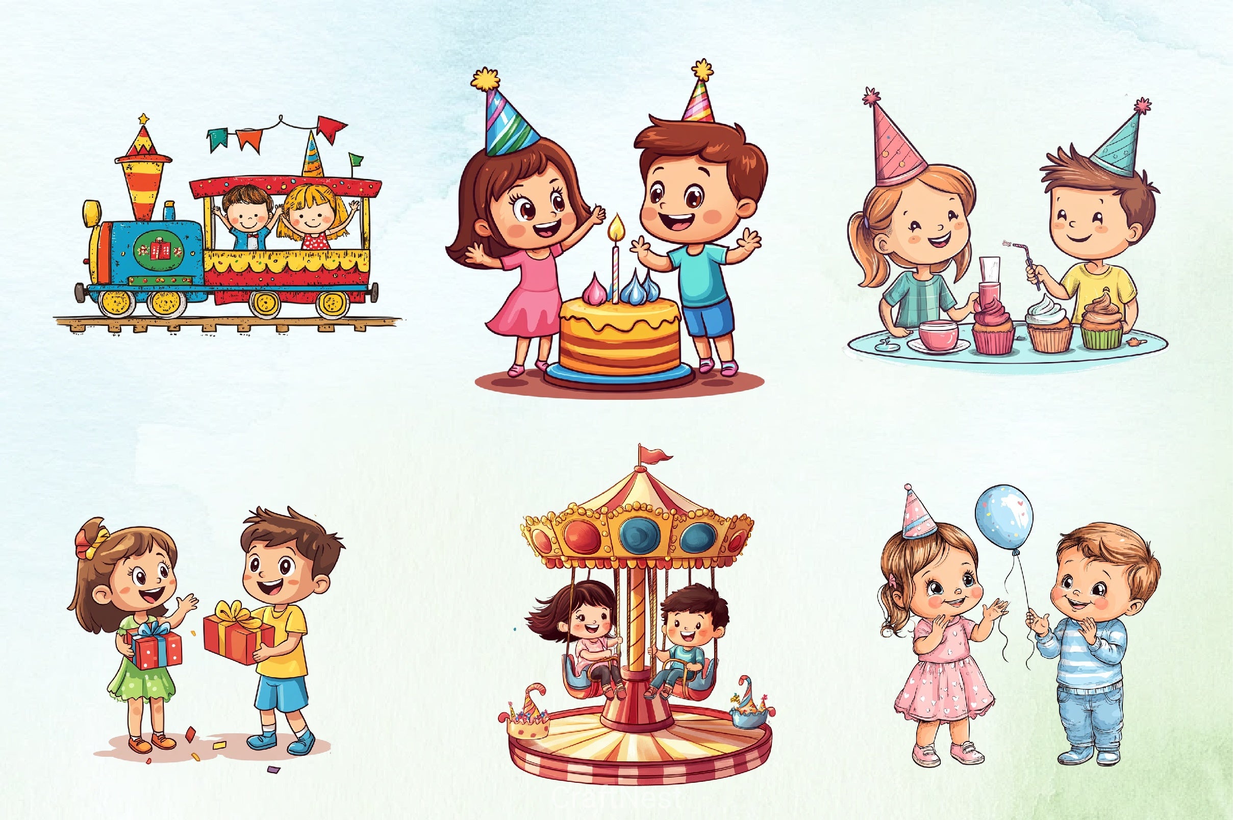 Little Boy & Girl Birthday Clipart Bundle - CraftNest - Digital Crafting and Art
