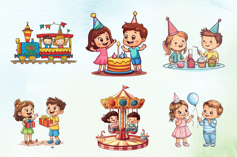 Little Boy & Girl Birthday Clipart Bundle - CraftNest - Digital Crafting and Art