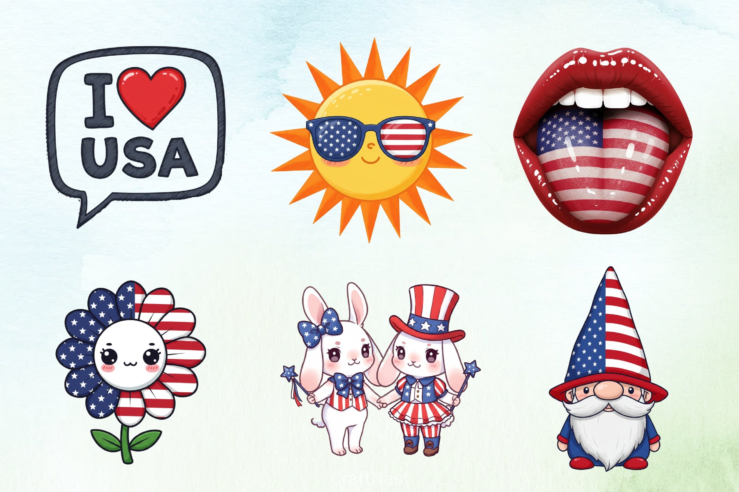 4th of July Stickers Clipart Bundle - CraftNest - Digital Crafting and Art