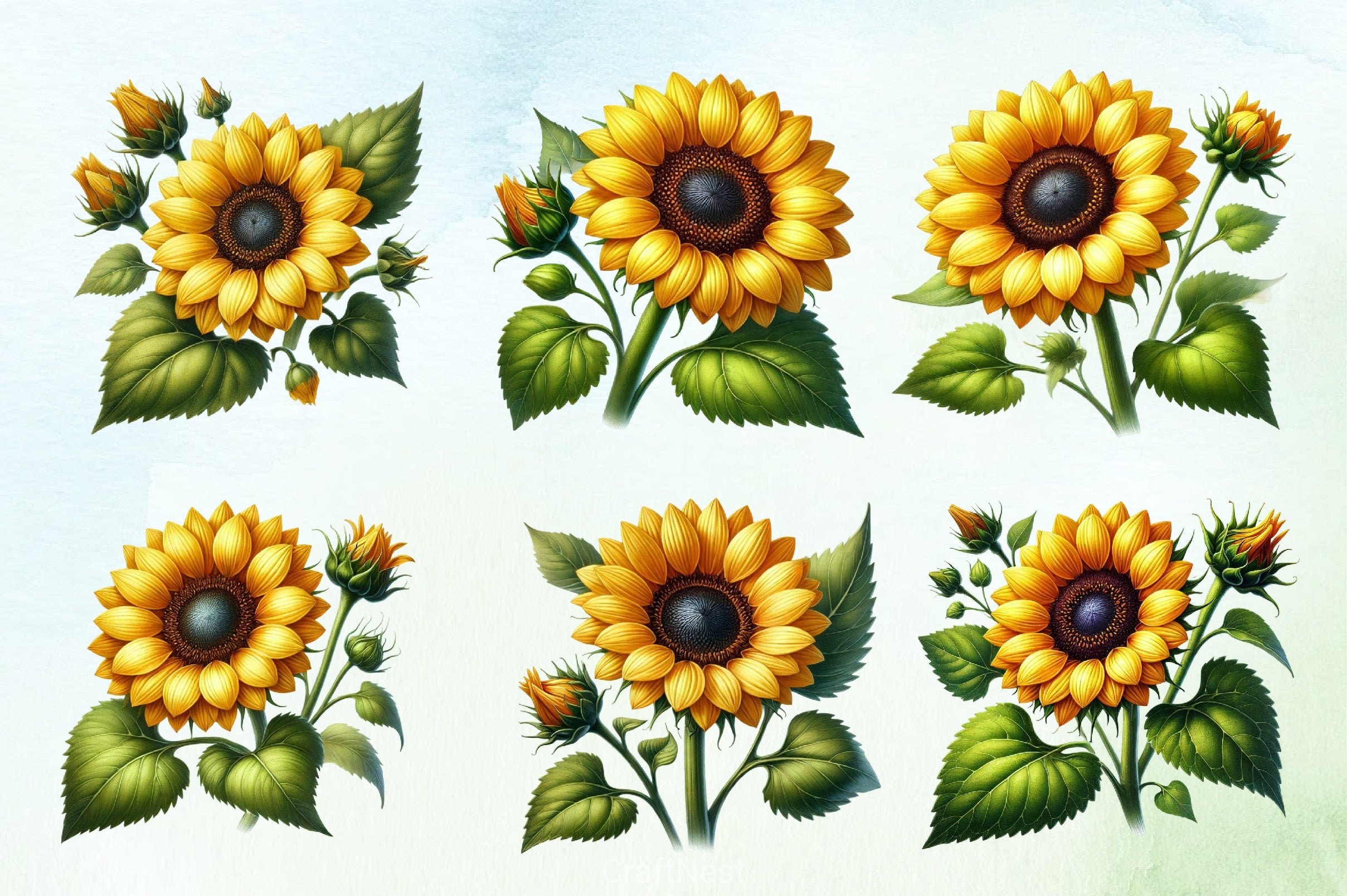 Vibrant Sunflower Clipart Bundle - CraftNest - Digital Crafting and Art