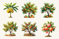 Fruit Trees Clipart Bundle - CraftNest - Digital Crafting and Art